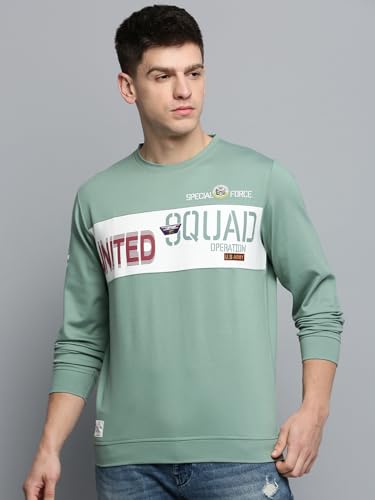 Image of SHOWOFFFF Men Typography Pullover Sweatshirt | Round Neck Full Sleeves Cotton Sweatshirt's for Mens | Regular Fit Regular Length Sweatshirts for Men's