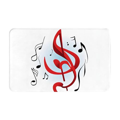 Colored Music Print Living Room Bathroom Kitchen Anti Slip and Absorbent Carpet, Indoor Entrance Door Muddy Floor Mat, Ultra Soft Washable Carpet 21x31.5 Inches
