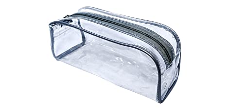 Image of iShine Multipurpose Travel Morning Zipper Pouch for Men and Women Transparent Medium (Pack of 2, Silver)