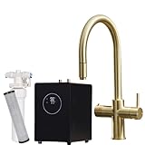 Liquida HT35BG 3 in 1 Pull Out Spray Gold Instant Boiling Water Kitchen Tap