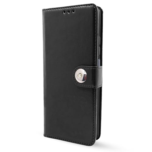 Image of Pikkme Tecno Pova 5 / Tecno Pova 5 Pro 5G Flip Cover Leather Finish | Inside TPU with Card Pockets | Wallet Stand and Shock Proof | Complete Protection Button Flip Case (Black)