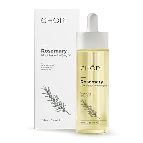 Ghori Rosemary, Mint & Biotin Fortifying Hair Oil 59ml | Stimulates Hair Growth & Strengthens Follicles | Essential Oils for Healthy Scalp | Fast-Absorbing, Silicone-Free