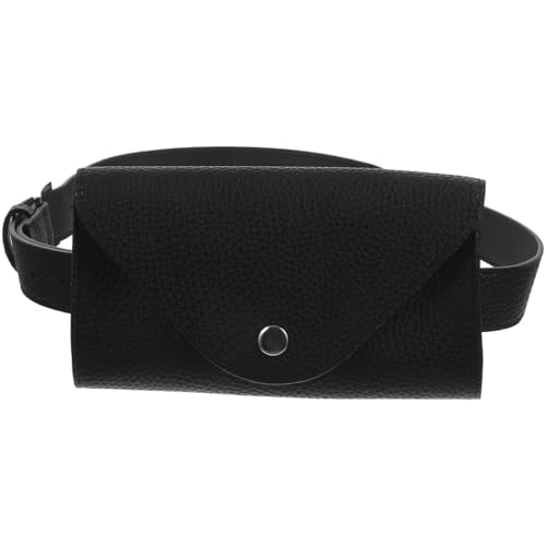 Leather Belt Bag Envelope Phone Bag Women Waist Pack Belt Phone Purse Black