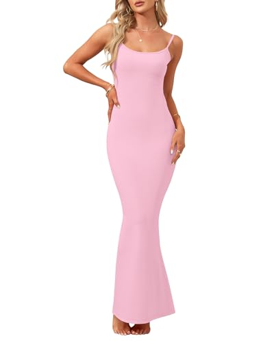 AUSELILY Womens Slip Maxi Dress Sexy Bodycon Dresses Sleeveless Square Neck Long Dress