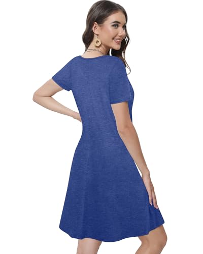 Image of Summer Dresses for Women Casual Tshirt Short Sleeve Floral Sundress Beach Cover Ups with Pockets 2026