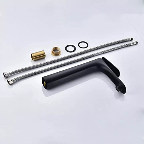 Image of Marcoware Brass Heavy Duty Single Lever Basin Mixer with Hot & Cold Connection Pipes (Black)