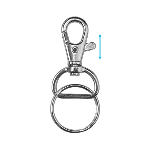 Metal Swivel Clasps Lobster Claw Clasp Lanyard Snap Hook (100 Pack) 1 5/8” X 1” (Wide 3/4” D Ring) With Key Rings - Jewelry Findings Or Sewing Projects #TOP3