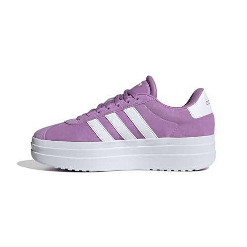Image of adidas Womens Vl Court Bold Lace Up Sneakers Shoes Casual - Pink