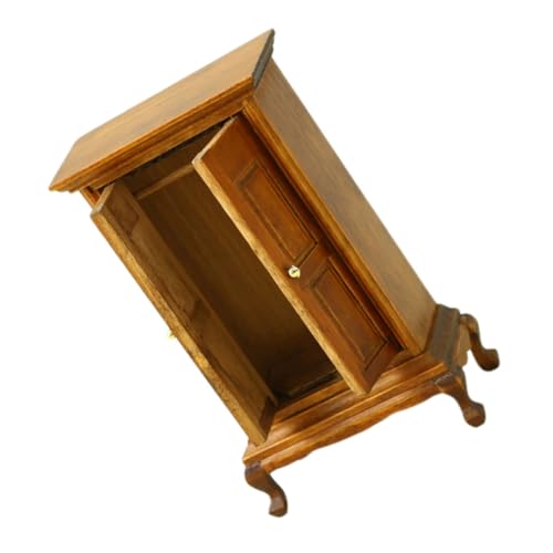 Abaodam Armario Miniatura de Madera Vintage Mueble de Doble Puerta Estilo Europeo para Casa de Muñecas Gabinete para Almacenamiento y Decoración de Jardines de Hadas