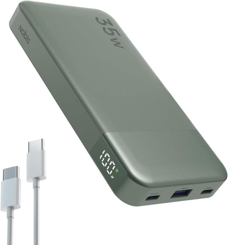 NOBIS Power Bank 35W Powerbank 10000mAh Caricabatterie Portatile 3 Ports USB-C In & Out con Display Digitale LED, Compatibile con Phone 17 S25