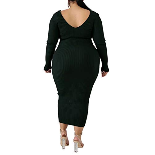 Image of Women's Plus Size Sexy Long Sleeve Maxi Sweater Off Shoulder Knit Dress
