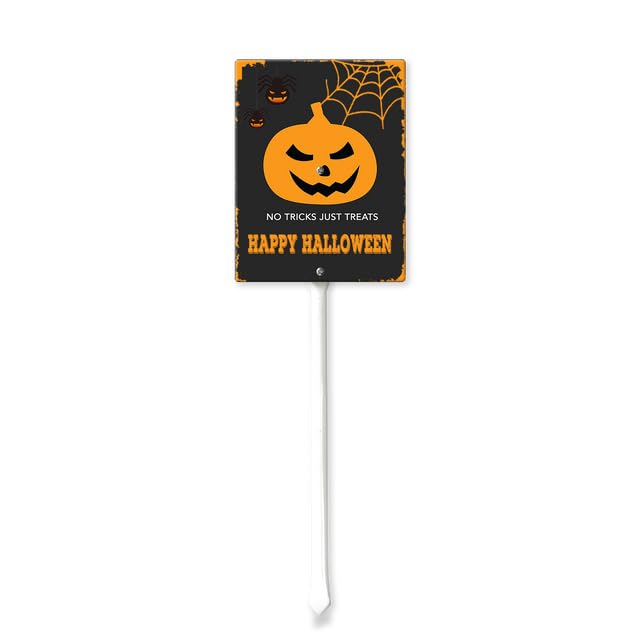 Horienteeon Halloween Decorations Pumpkin Halloween Signs for Yard with Stake, Sturdy Aluminum Sign Rust Free, Happy Halloween Sign Decoration for Yard Garden Lawn Outdoor 20cm×30cm