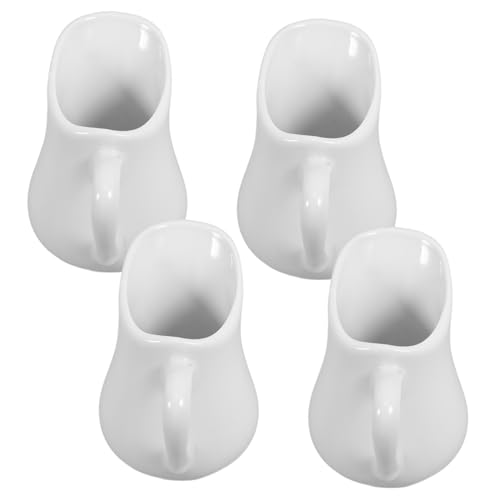 COLLBATH 4pcs Ceramic Milk Jug Syrup Jar Milk Jar Coffee Creamer Pitcher Milk Frother Cup Serving Sauce Pitcher Flavored Creamer Pitcher Small Creamer Pitcher Creamer Pourer Ceramics White