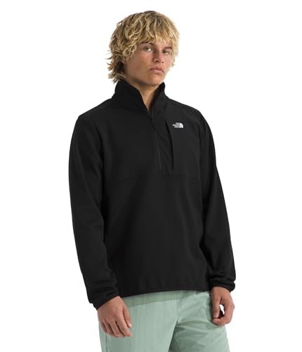 The North Face Men's TNF Performance Fleece Quarter Zip Jacket - Lightweight Pullover with Secure Chest Pocket, TNF Black, Large