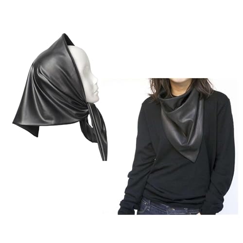 Womens Warm Long Shawl Winter Large Scarves Faux Leather Triangle Scarf Head Cover Kerchief2