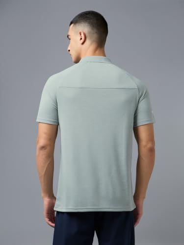 Image of TECHNOSPORT Men's 100% Polyester Slim Fit Self-Design Half Sleeve Polo T-Shirt with Double Cool, SPF50+ Properties for Gym, Workout 7 Regular Use