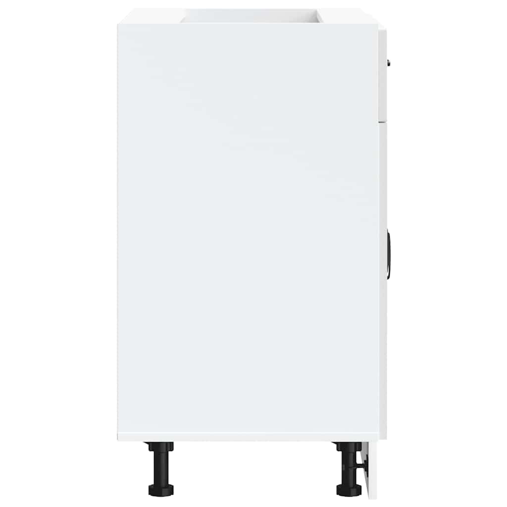 vidaXL Armoire de Cuisine Kalmar Blanc Brillant Bois ingénierie, Meuble Bas d'évier, Meuble Bas de Cuisine avec tiroir, Meuble Bas de Cuisine avec Porte