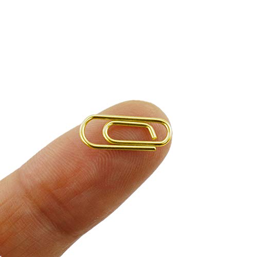 50 Count Gold Mini Paper Clips 3/5 Inch Tiny Paperclip Super Cute Metal Bookmarks Clip (Gold)