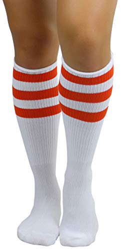 Image of ToBeInStyle Women's Premium Below Knee Athletic Socks w /Contrasting Wide Stripes