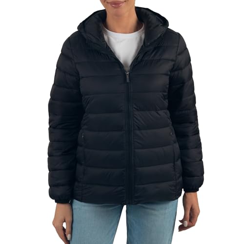 Alpine Swiss Eva Womens Hooded Puffer Jacket Down Alternate Coat Warm Water-Resistant Packable Winter Outerwear Zip Pockets