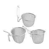 Cabilock 3 Stück Teiliges Edelstahl Nudelsieb mit Hitzebeständigem Griff Vielseitig Einsetzbar für Kochen Abtropfen und Blanchieren Leicht und Spülmaschinenfest für Haushalt und Küche