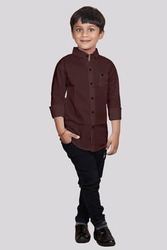 Image of Boys Solid Casual Shirt in Cotton Fabric