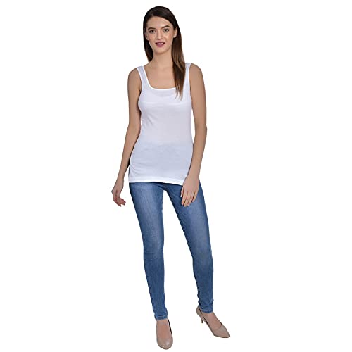 Image of Women's Regular Fit Sleeveless Cotton Long Camisole Slip Spaghetti Combo Pack of 3