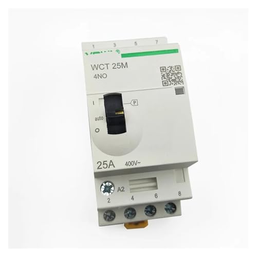 WCT-25A 4 Pole 4NO (Normally Open) 230V 25A Household AC contactor 35mm DIN Rail Mount with Manual Operation
