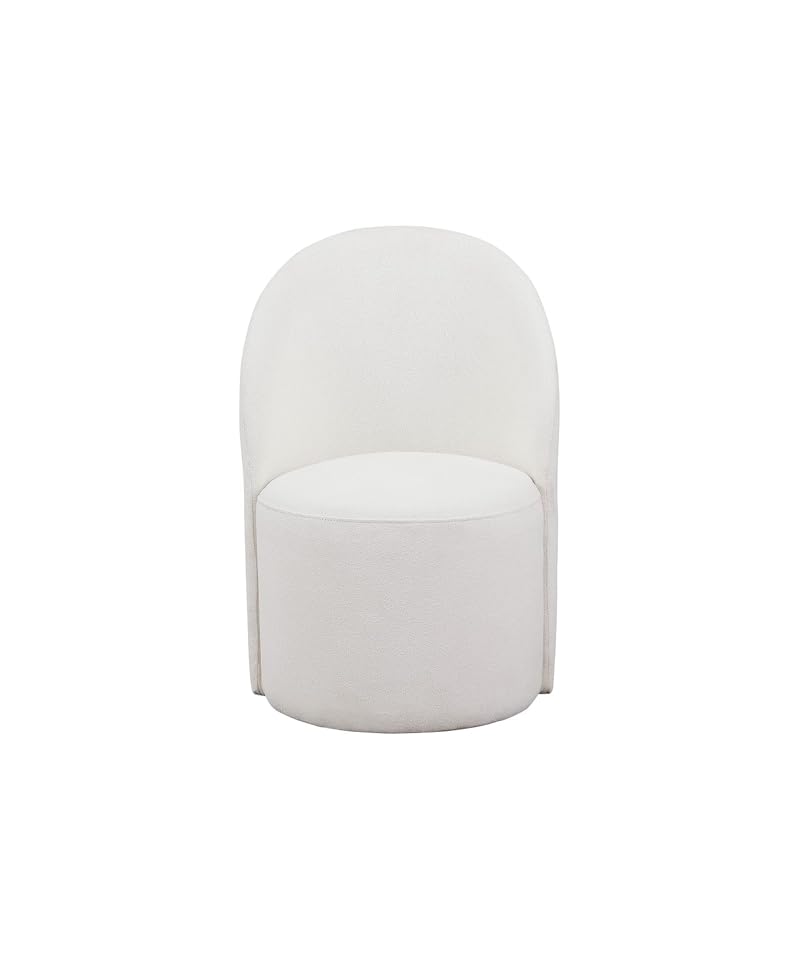 TANUSH FURNITURES Modern White Round Back Accent Chair for Living Room - Upholstered Barrel Chair for Small Spaces