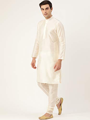 Image of SOJANYA (Since 1958 Men's Cotton Linen Maroon Kurta and White Pyjama with Mustard Cotton Nehru Jacket
