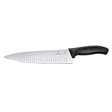 Victorinox Swiss Classic Tranchiermesser mit Kullenschliff, 25 cm Klinge, Rostfrei, Edelstahl, Spülmaschinengeeignet, schwarz