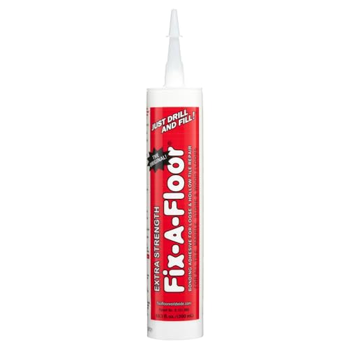 The Original Fix-A-Floor Loose Tile Repair Adhesive - Tile, Porcelain, Ceramic, Marble, Stone & Wood. Custom Tip for All Grout Sizes – 10.1 oz. *for Best Results Use The Proven Power of a Caulk Gun*