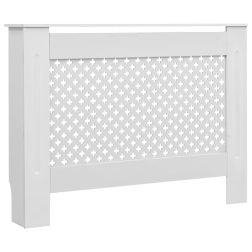 vidaXL - Modern Style MDF Radiator Cover in Matte White - Decorative Addition to Living Room - Provides Extra Shelf Space - 44.1