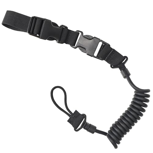 Tactical 3 Color Pistol Retention Lanyard for Military Police Law Enforcement Security - Spring Strap Anti-Loss Elastic Coil Lanyard with Detachable Buckle for Belt MOLLE Backpack