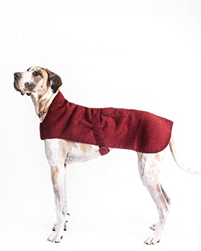 Kendall Wags Dog Winter Coat - Premium Maroon Red Fleece Dog Sweater Vest. Adjustable, Luxury & Soft for Pets of All Breeds and Sizes Large Medium Small