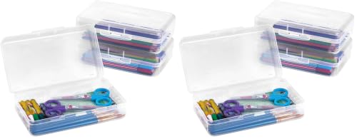 Image of Sooez 6 Pack Pencil Case, Large Hard Pencil Box Bulk, Clear Crayon Box
