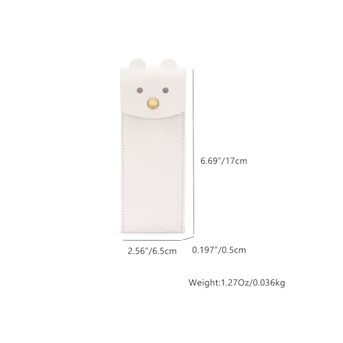 Image of Small Pencil Case Simple Pencil Pouch with Flap Opening Design Cute Pattern Stationary Storage Bag (Beige)