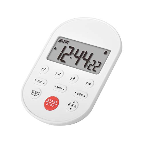HonorMeet Timer digitale da tavolo, 4 attività conto alla rovescia/su, orologio in tempo reale, promemoria sveglia per bambini e adulti, palestra, lettura, campeggio, cucina, cottura. (White)