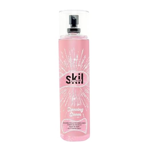 SKIL - Brume Parfumée Femme Pailletée Dancing Queen - Collection Night Call - Parfum Fraise Vanille - Flacon Vaporisateur 250 ml - Fabriqué en France à Grasse