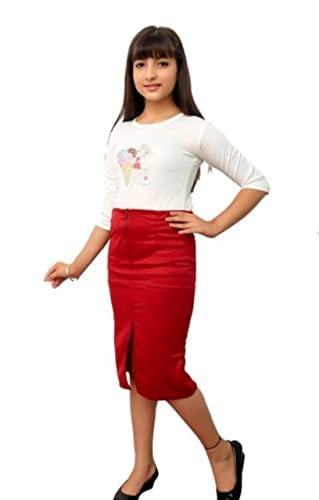Image of Polycotton Skirt Top Set for Girls Fancy Skirt with White Top for Girls Kids
