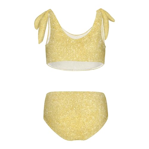 Plaaee Girl's Bikini Swimsuit Gold Glitter Beach Bathing Suit 2 Piece Summer Swimwear 4T2