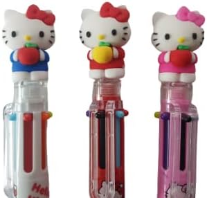 Hello Kitty 0.7mm 6-Color Multicolor Ballpoint Pen w/Hello Kitty Figure 1PC (Blue)