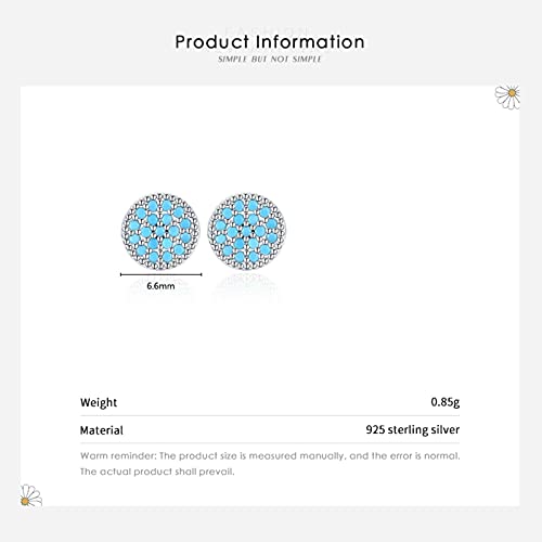 Cercle à breloques simples clous d'oreilles turquoise argent 925 cadeau - 2