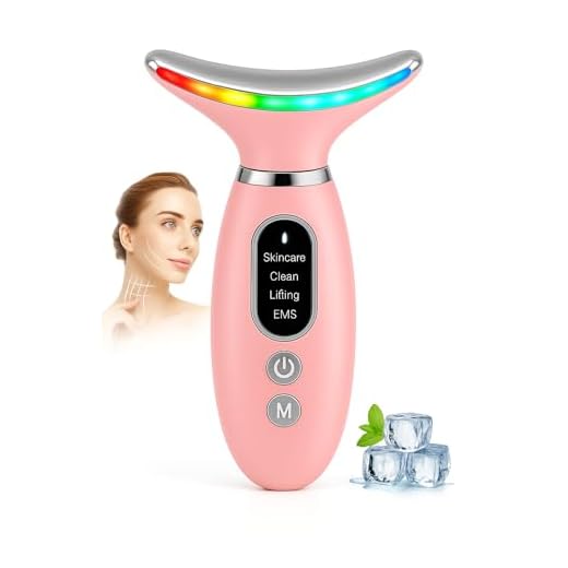 Masajeador Facial Radiofrecuencia Eléctrico Antiarrugas - Aparato Facial 45°C y Tecnologia EMS, Reductor de Papada, Lifting Facial, Terapia LED 3 Colores - Maquina de Belleza y Skincare