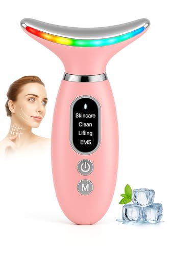 Masajeador Facial Radiofrecuencia Eléctrico Antiarrugas - Aparato Facial 45°C y Tecnologia EMS, Reductor de Papada, Lifting Facial, Terapia LED 3 Colores - Maquina de Belleza y Skincare