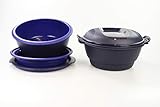 Spülmaschinenfest Tupperware Mikrowelle Micro Urban 3 in 1 Large 3,0L dunkelblau Dampfgarer 35353