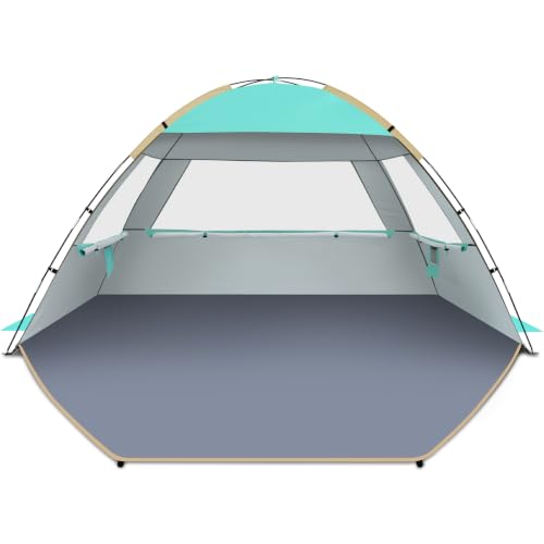 Gorich Beach Tent Sun Shelter for 3/4/6/8/10 Person with UPF 50＋ UV Protection, Lightweight & Easy Setup Beach Shade Canopy, Portable Beach Shade Tent Beach Cabana