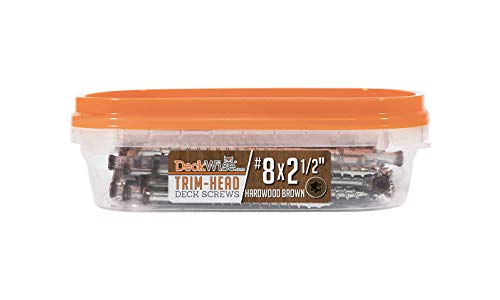 DeckWise #8x2-1/2\" Stainless Steel Trim-Head Deck Screws, Hardwood Brown, T15 Head, Covers 50 Sq. Ft. of Decking (100 Pack)