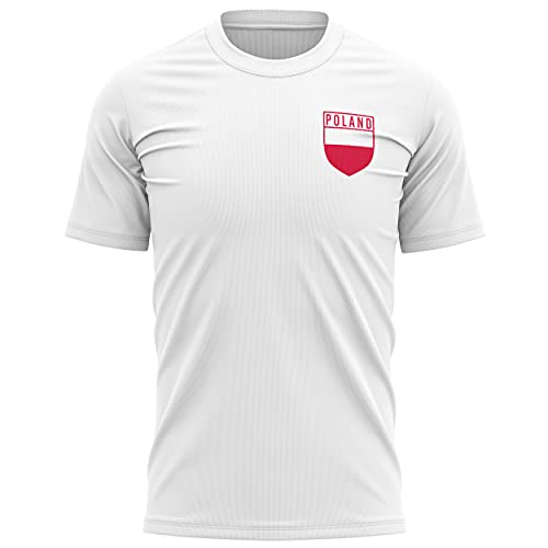Poland Football Shirt Men - Poland Flag Badge T Shirt - Football European Country 2021 2020 Supporters Red White Polska 1919 Tee Him - Polish Tournament Footy Soccer Top, L, White