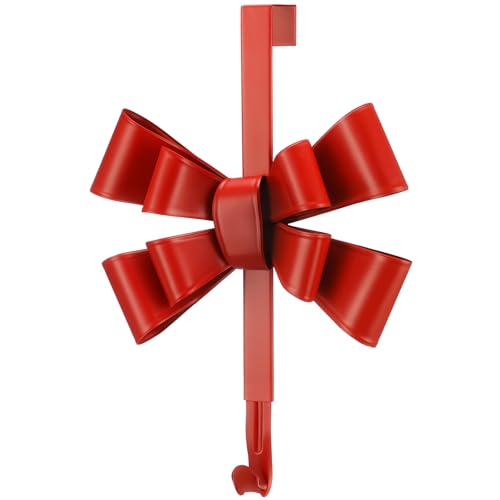Otoolling 1 Pcs Red Bow Wreath Hanger 12 Inch with Adjustable Wreath Hanger 15-25 Inch, Iron Decorative Hook for Christmas, Wedding, Home Decor, No Drill Needed, Gift for Women by Otoolling - Image 4